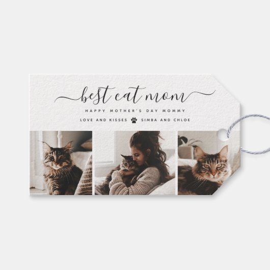 Beste Cat-Mama: Custom Mother's Day Cat Foto Geschenkanhänger (Vorderseite (Horizontal))
