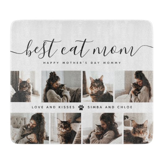 Beste Cat-Mama: Custom Mother's Day Cat Foto Schneidebrett (Vorderseite)
