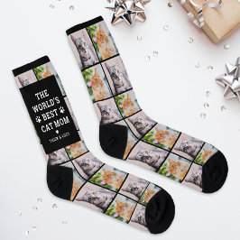 Beste Cat Mama Custom Pet Foto Collage Socken