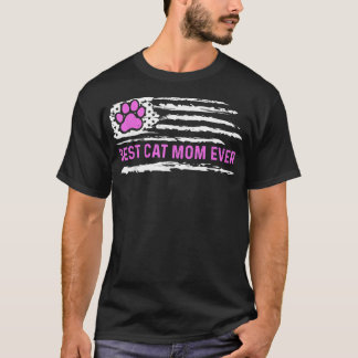 Beste Cat Mama Ever American Flag Cat Lovers Funny T-Shirt