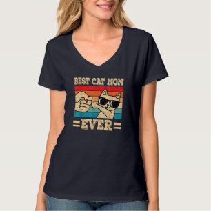 Beste Cat Mama Ever Funny Cat Retro Vintag Cat Lie T-Shirt