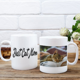 Beste Cat Mama Foto Schwarzer Text Kaffeetasse