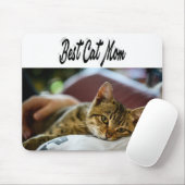 Beste Cat Mama Foto Schwarzer Text Mousepad (Mit Mouse)