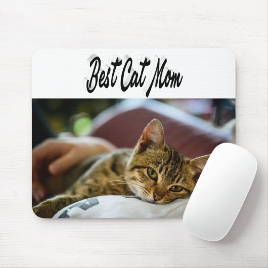 Beste Cat Mama Foto Schwarzer Text Mousepad (Mit Mouse)