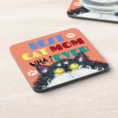 Beste Cat Mama je | Albern Cat Lovers Funny Getränkeuntersetzer (Linke Seite)