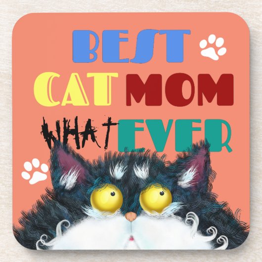 Beste Cat Mama je | Albern Cat Lovers Funny Getränkeuntersetzer (Vorderseite)