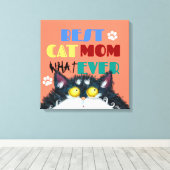 Beste Cat Mama je | Albern Cat Lovers Funny Leinwanddruck (Insitu (Holzboden))