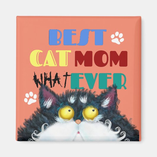 Beste Cat Mama je | Albern Cat Lovers Funny Magnet (Vorne)