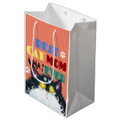 Beste Cat Mama je | Albern Cat Lovers Funny Mittlere Geschenktüte (Vorderseite Schrägansicht)