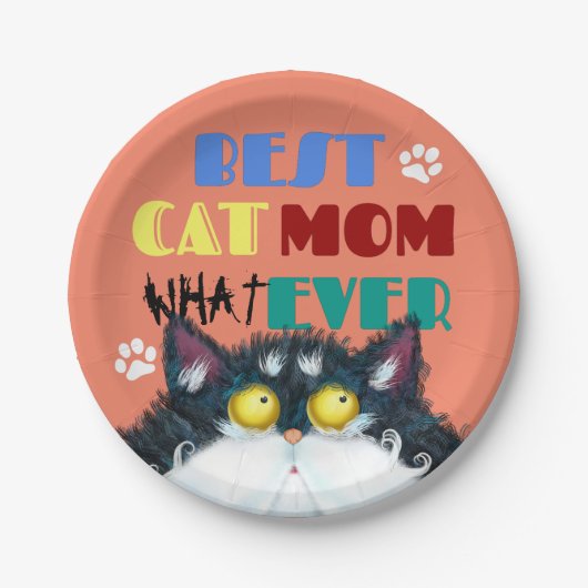 Beste Cat Mama je | Albern Cat Lovers Funny Pappteller (Vorderseite)