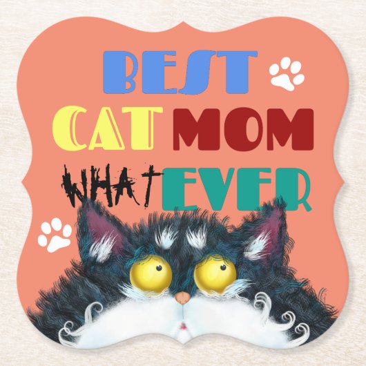 Beste Cat Mama je | Albern Cat Lovers Funny Untersetzer (Vorderseite)