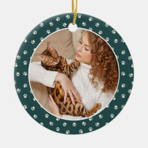 Beste Cat-Mama je aus dem Foto Pet Paw Muster Keramik Ornament