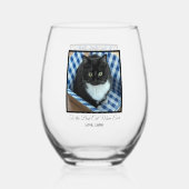 Beste Cat-Mama je benutzerdefiniertes Foto und Tex Weinglas Ohne Stiel (Rückseite)