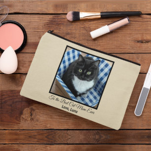 Beste Cat-Mama je benutzerdefiniertes Foto und Tex Zubehörtasche