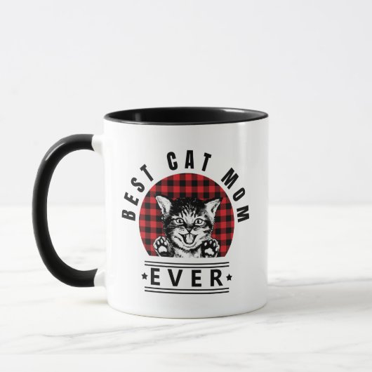 Beste Cat Mama je Buffalo Kariert Tasse (Links)