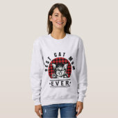 Beste Cat Mama je Buffalo Karo Sweatshirt (Vorne ganz)