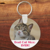 Beste Cat Mama je Foto Schlüsselanhänger (Vorderseite)