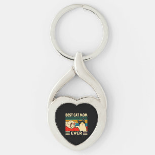 Beste Cat Mama je Frauen Vintager Bump Fit Schlüsselanhänger
