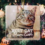 Beste Cat Mama je Modernes, benutzerdefiniertes Fo Keramikornament<br><div class="desc">Dieses einfache und klassische Design besteht aus Serifentypografie und fügt ein benutzerdefiniertes Foto hinzu</div>