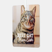 Beste Cat Mama je Modernes, benutzerdefiniertes Fo Ornament Aus Metall (Vorderseite links)