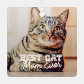 Beste Cat Mama je Modernes, benutzerdefiniertes Fo Ornament Aus Metall (Vorderseite)