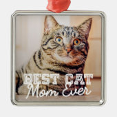 Beste Cat Mama je Modernes, benutzerdefiniertes Fo Ornament Aus Metall (Vorne)