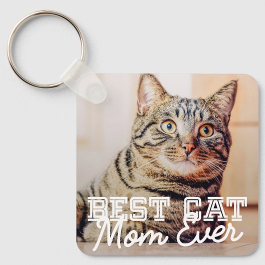 Beste Cat Mama je Modernes, benutzerdefiniertes Fo Schlüsselanhänger (Vorderseite)