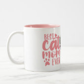 Beste Cat Mama je Niedlich Foto Name Rosa Zweifarbige Tasse (Links)