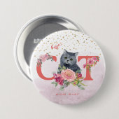 Beste Cat Mama je Niedlich Kitten glücklicher Mutt Button (Vorne & Hinten)