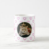 Beste Cat Mama je Niedliches rosa Herz Muster Foto Kaffeetasse (Mittel)