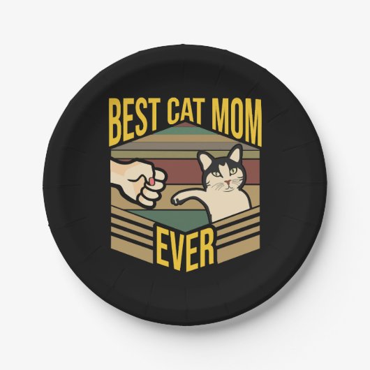 Beste Cat-Mama je Pappteller (Vorderseite)