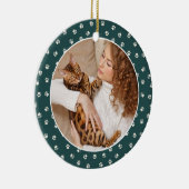 Beste Cat Mama je Paw Muster Foto Keramik Ornament (Rechts)