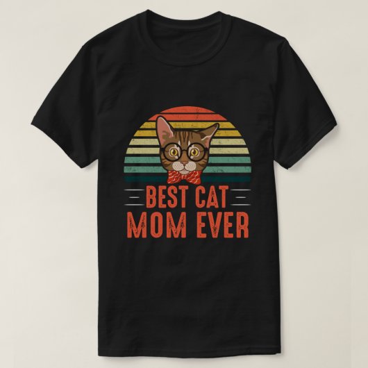 Beste Cat MAMA je Retro Vintag T-Shirt (Design vorne)