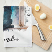 Beste Cat-Mama je Silhouette Geschirrtuch (Viertel Falte)