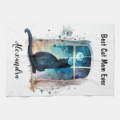 Beste Cat-Mama je Silhouette Geschirrtuch (Horizontal)