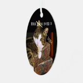 Beste Cat Mama je Spaß Ornament Aus Metall (Vorderseite links)