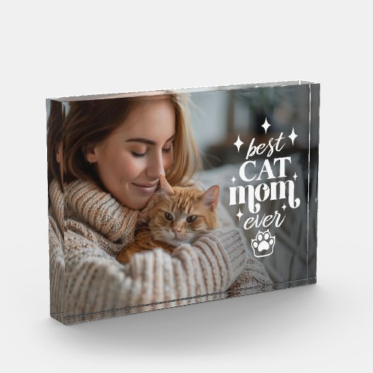 Beste CAT Mama je Tag Fotoblock (Links)