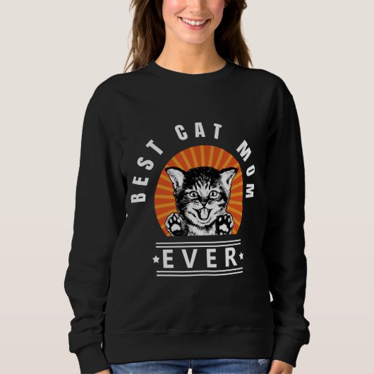 Beste Cat Mama je Vintag Sunburst Sweatshirt (Vorderseite)