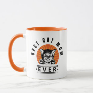 Beste Cat Mama je Vintag Sunburst Tasse