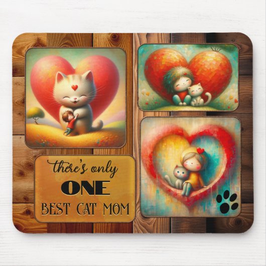 Beste Cat Mama Kunst oder Foto Mousepad (Vorne)