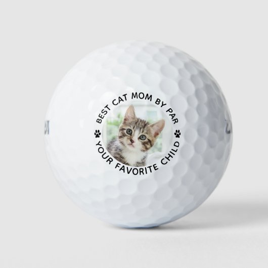 Beste CAT-MAMA nach Par Paw Print Custom Foto Golfball (Vorderseite)