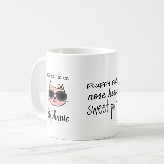 Beste Cat Mama Personalisierter Name Kaffeetasse (Vorderseite Links)