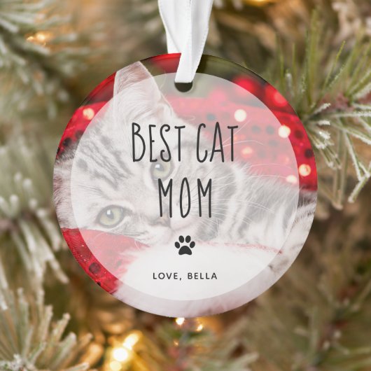 Beste Cat-Mama| Zwei handgeschriebene Foto Ornament (Baum)