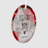 Beste Cat-Mama| Zwei handgeschriebene Foto Ornament (Vorderseite)