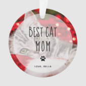 Beste Cat-Mama| Zwei handgeschriebene Foto Ornament (Vorderseite)