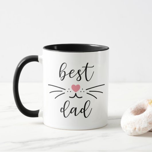 Beste Cat Vater Kitty Face Tasse (Mit Donut)