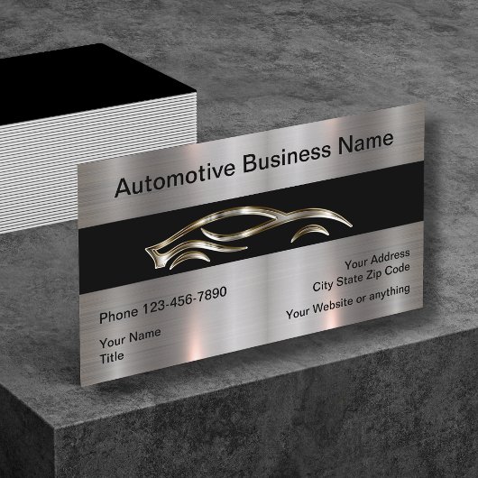 Beste Coole Metallic Look Automotive Business Card Visitenkarte