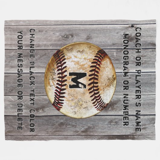 Beste Coole Rustikale Personalisierte Baseball-Tra Fleecedecke (Vorderseite (Horizontal))