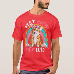 Beste Corgi-Mama je Niedliche Regenbogen-Blume Hun T-Shirt