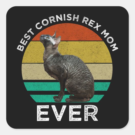 Beste Cornish Rex-Mutter überhaupt Quadratischer Aufkleber (Vorderseite)